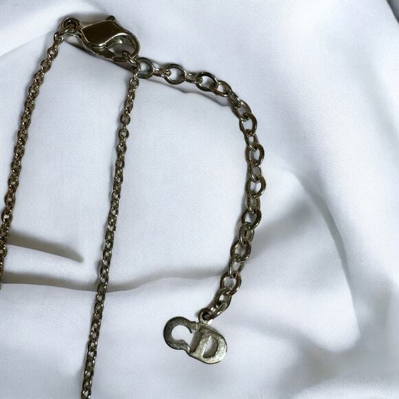 DIOR Multi-Chain Link Silver Choker Necklace and Small Rhinestone Charm Necklace - Picture 14 of 16